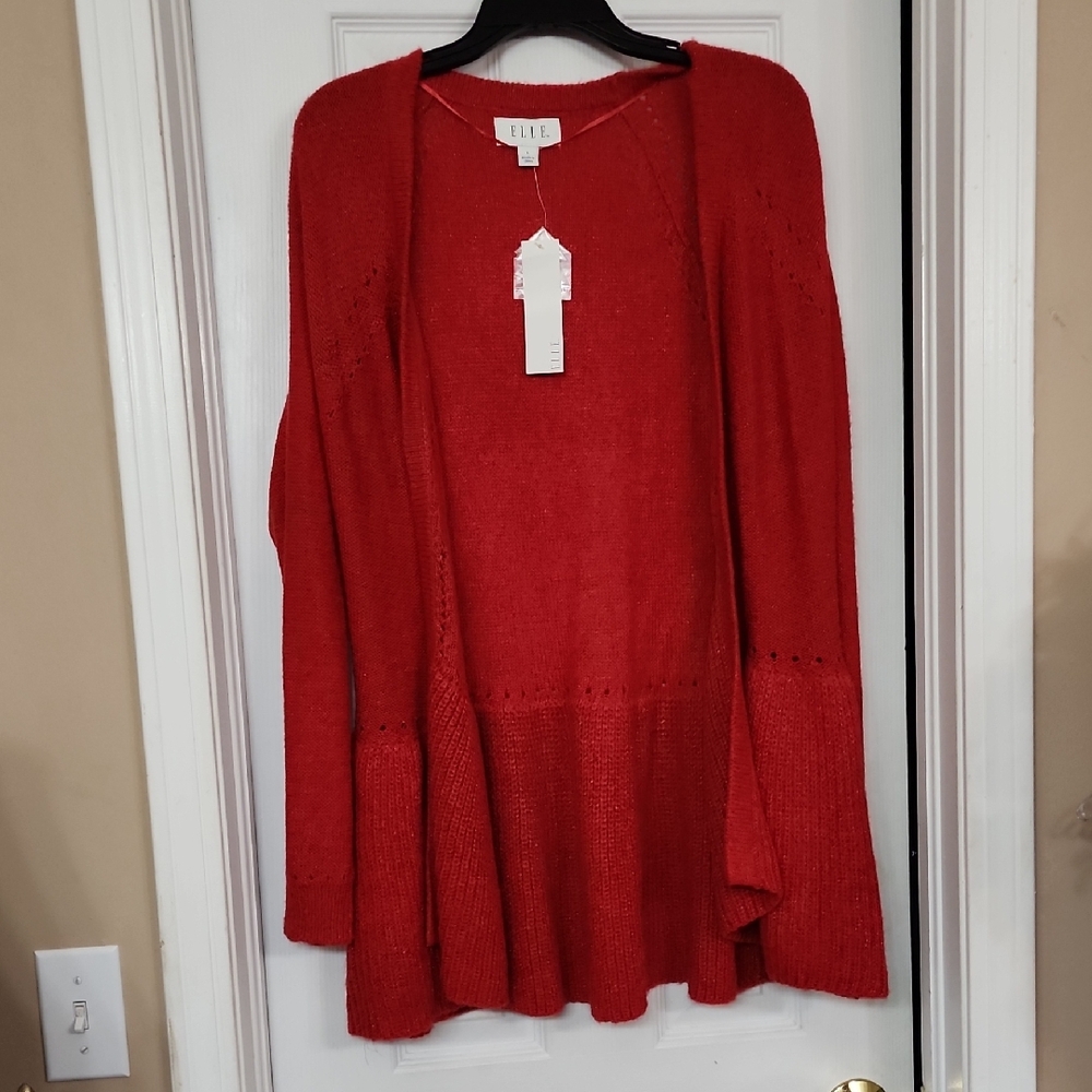 NWT Elle Women's Red Cardigan Sweater